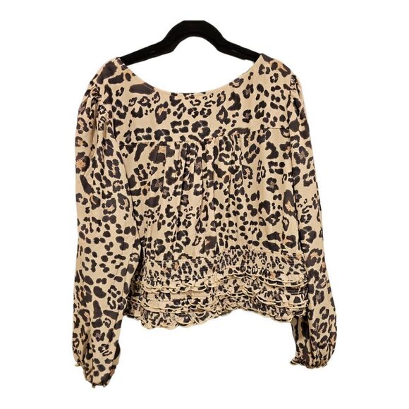 WAYWARD FANCIES by ESHAKTI Leopard Ruffle Peasant Top - Size 4X (28W) - Picture 2 of 7